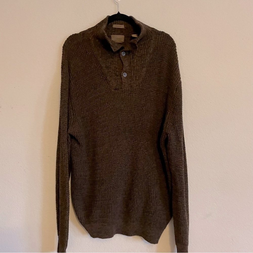 St. John’s Bay mens Commando pullover knit sweater XL soft cotton winter brown